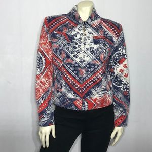 St John Sport Red, White & Blue Design Zip Jacket